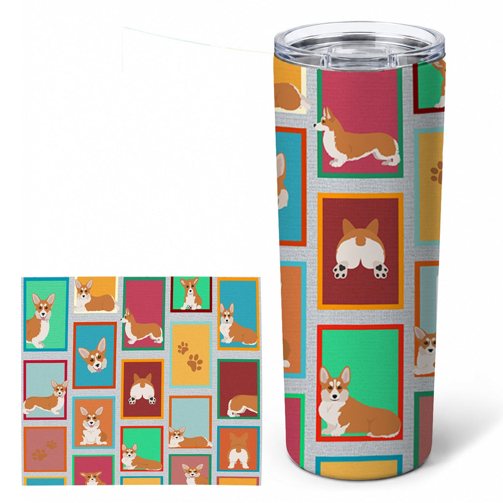 Lots of Red and White Pembroke Corgi Stainless Steel Skinny Tumbler 20 oz Vacuum Double Walled Reusable Insulated Travel Cup