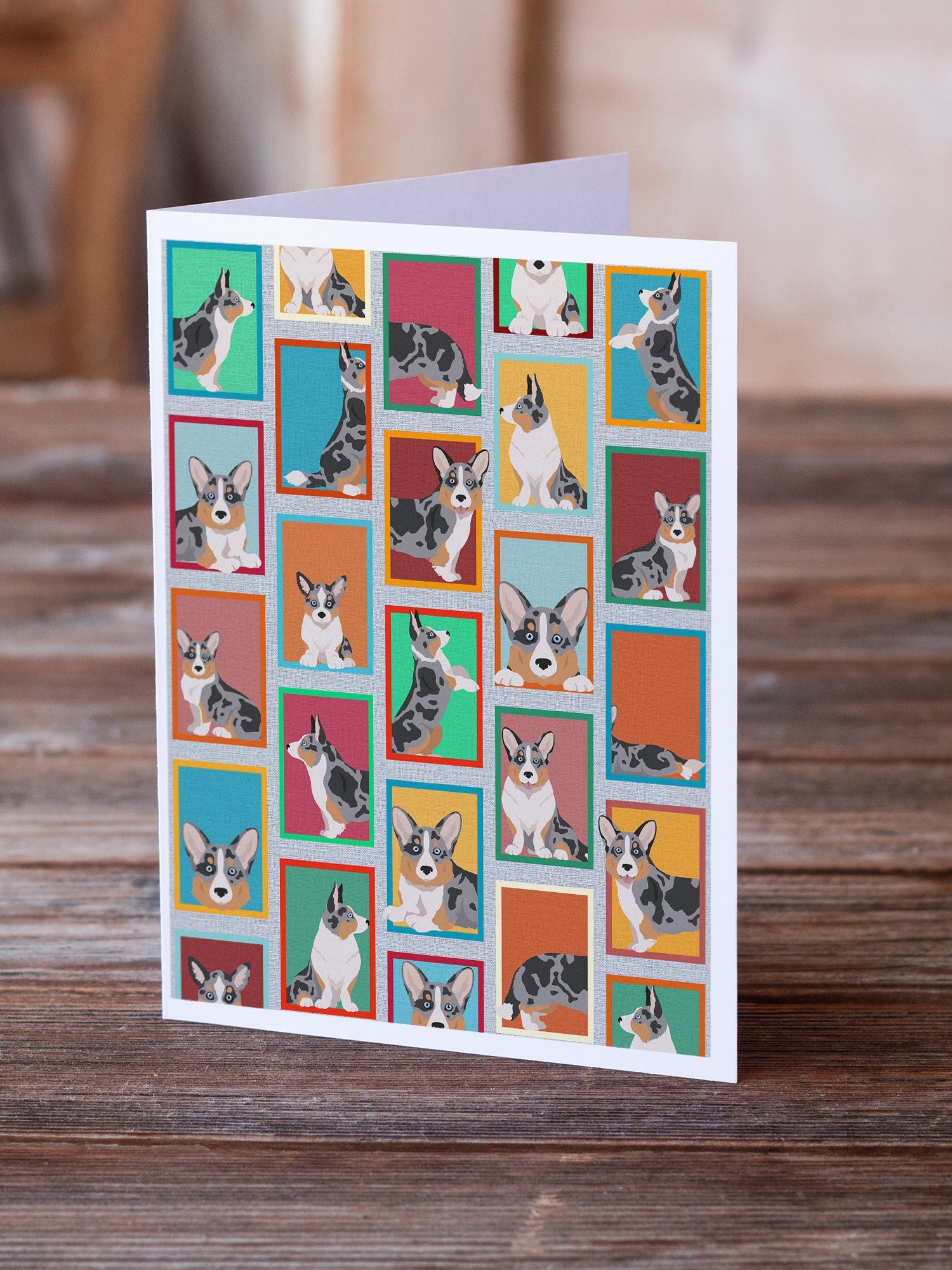 Lots of Blue Merle Welsh Cardigan Corgi Greeting Cards Pack of 8 Blank Cards with Envelopes Whimsical A7 Size 5x7