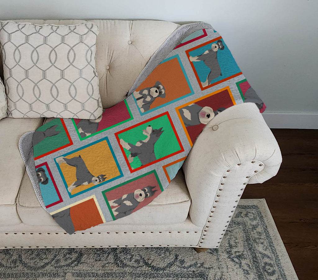 Lots of Schnauzer Quilted Blanket 50x60 Artwork Pattern Quilted Throw Blanket for Bed, Couch, Sofa, Soft and Lightweight