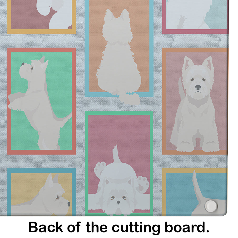 Lots of Westie Cutting Board Tempered Glass Kitchen Cutting Surface, Heat Resistant Chopping, Non-Slip Feet, Food Prep & Serving