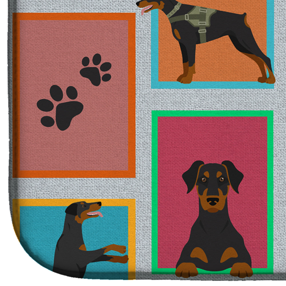 Lots of Doberman Pinscher Dish Drying Mat Absorbent Dish Drying Mat Pad for Kitchen Counter Dish Drainer Mat for Countertop, 14 x 21", Multicolor
