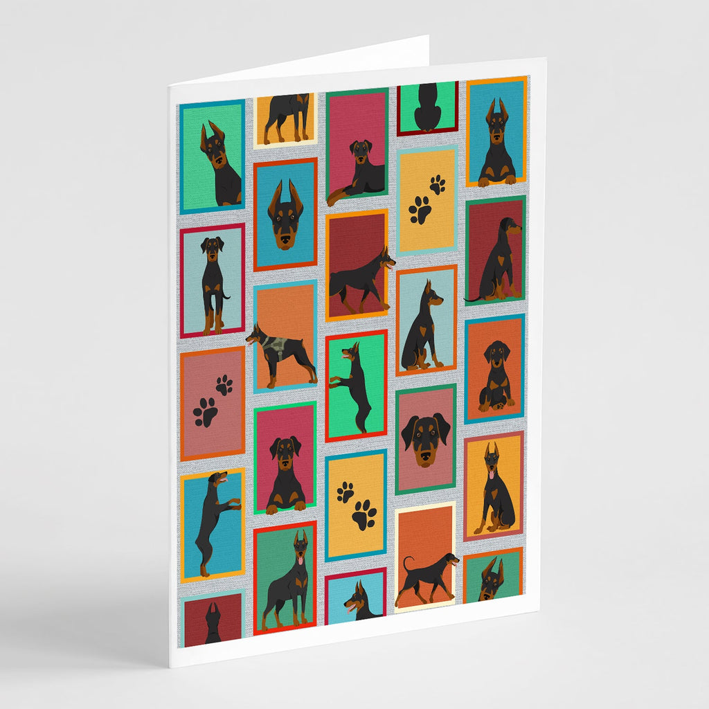 Lots of Doberman Pinscher Greeting Cards Pack of 8 Blank Cards with Envelopes Whimsical A7 Size 5x7