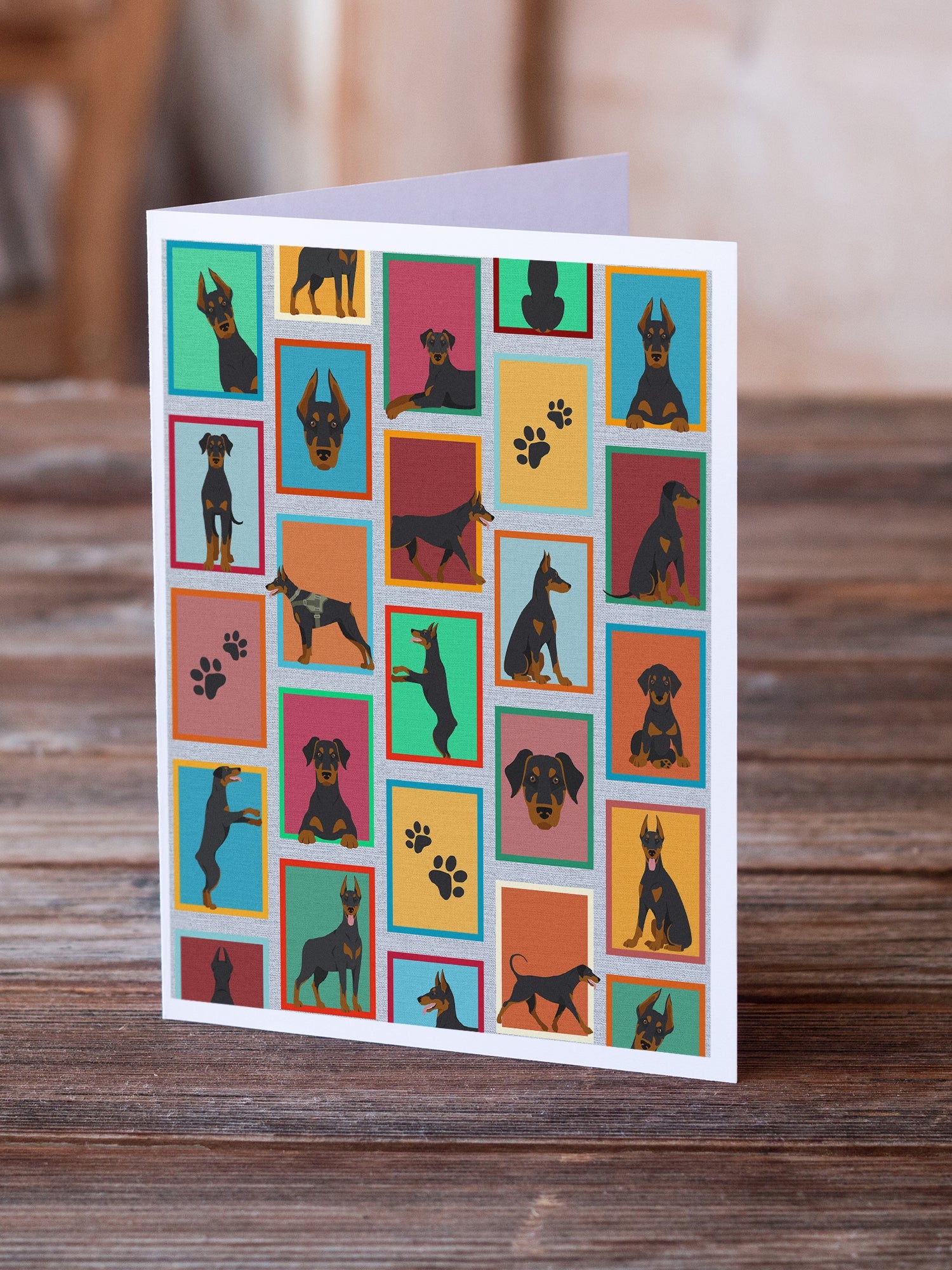 Lots of Doberman Pinscher Greeting Cards Pack of 8 Blank Cards with Envelopes Whimsical A7 Size 5x7