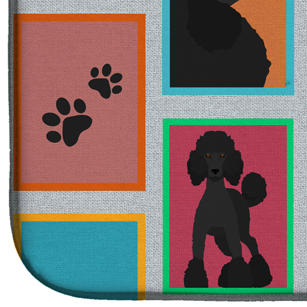 Lots of Black Standard Poodle Dish Drying Mat Absorbent Dish Drying Mat Pad for Kitchen Counter Dish Drainer Mat for Countertop, 14 x 21", Multicolor