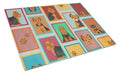 Lots of Black and Tan Yorkie Cutting Board Tempered Glass Kitchen Cutting Surface, Heat Resistant Chopping, Non-Slip Feet, Food Prep & Serving