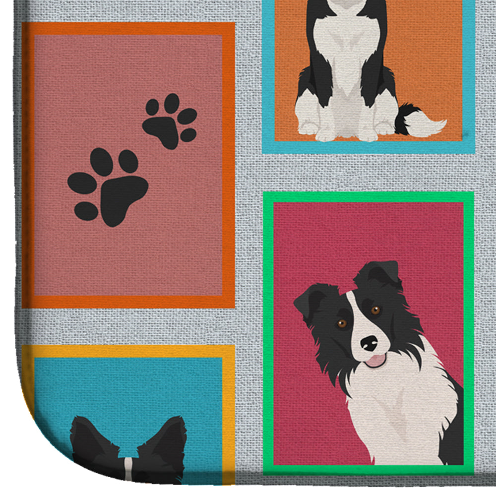 Lots of Border Collie Dish Drying Mat Absorbent Dish Drying Mat Pad for Kitchen Counter Dish Drainer Mat for Countertop, 14 x 21", Multicolor