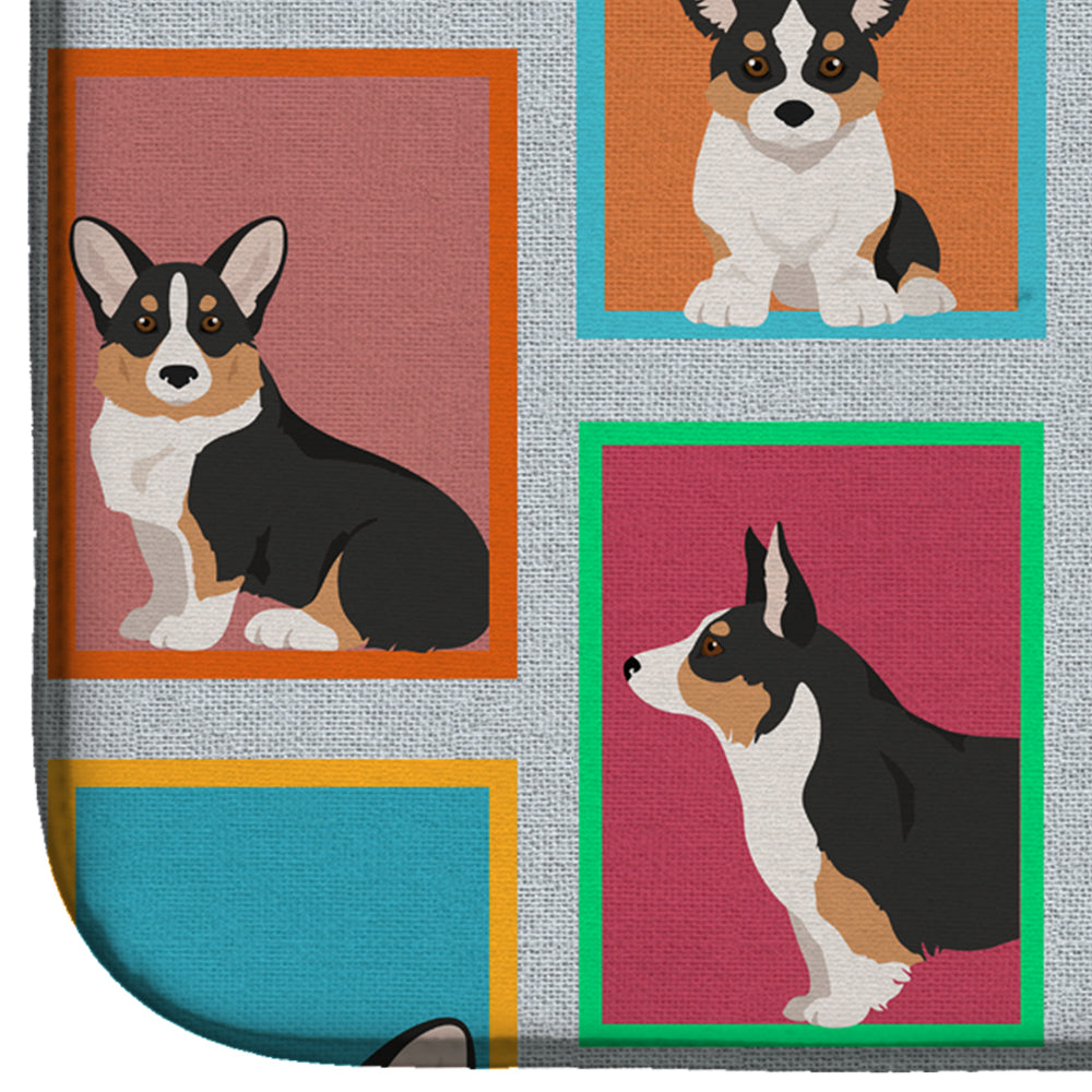Lots of Tricolor Cardigan Corgi Dish Drying Mat Absorbent Dish Drying Mat Pad for Kitchen Counter Dish Drainer Mat for Countertop, 14 x 21", Multicolor