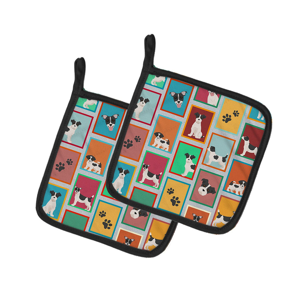 Lots of Jack Russell Terrier Pot Holder Set of 2 Heat Resistant Quilted Hot Pads 7.5 x 7.5 Inch, Insulated Kitchen Trivets for Cooking & Baking