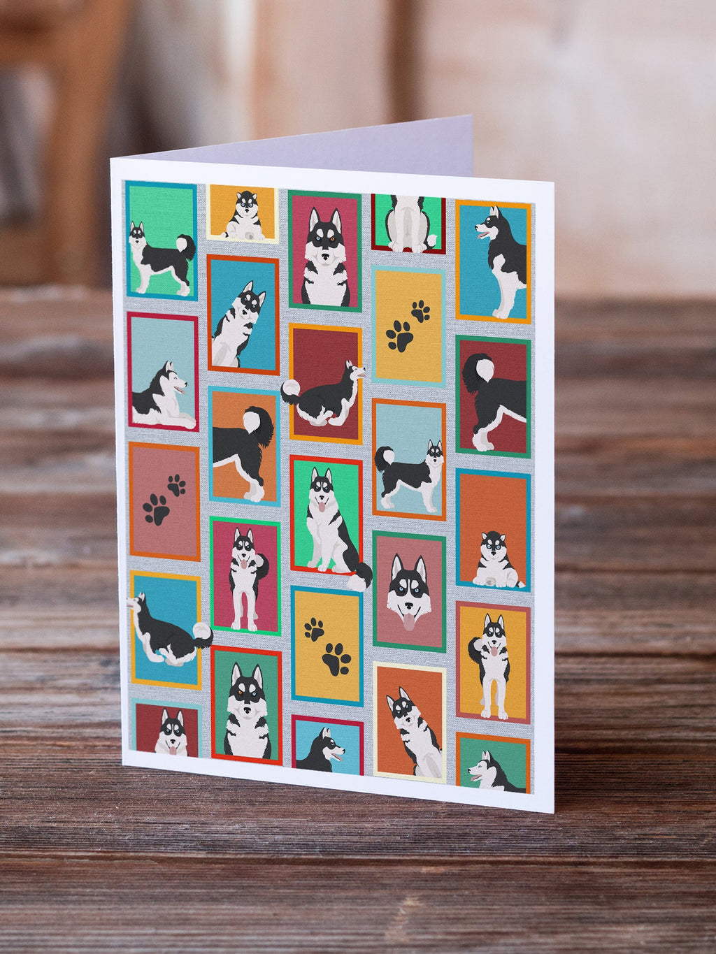 Lots of Siberian Husky Greeting Cards Pack of 8 Blank Cards with Envelopes Whimsical A7 Size 5x7