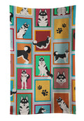 Lots of Siberian Husky Kitchen Towel Velour Plush Front and Cotton Loop Back Machine Washable