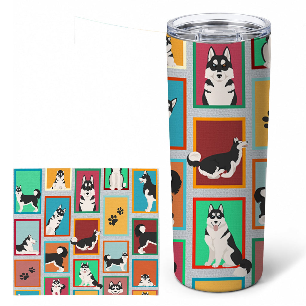 Lots of Siberian Husky Stainless Steel Skinny Tumbler 20 oz Vacuum Double Walled Reusable Insulated Travel Cup