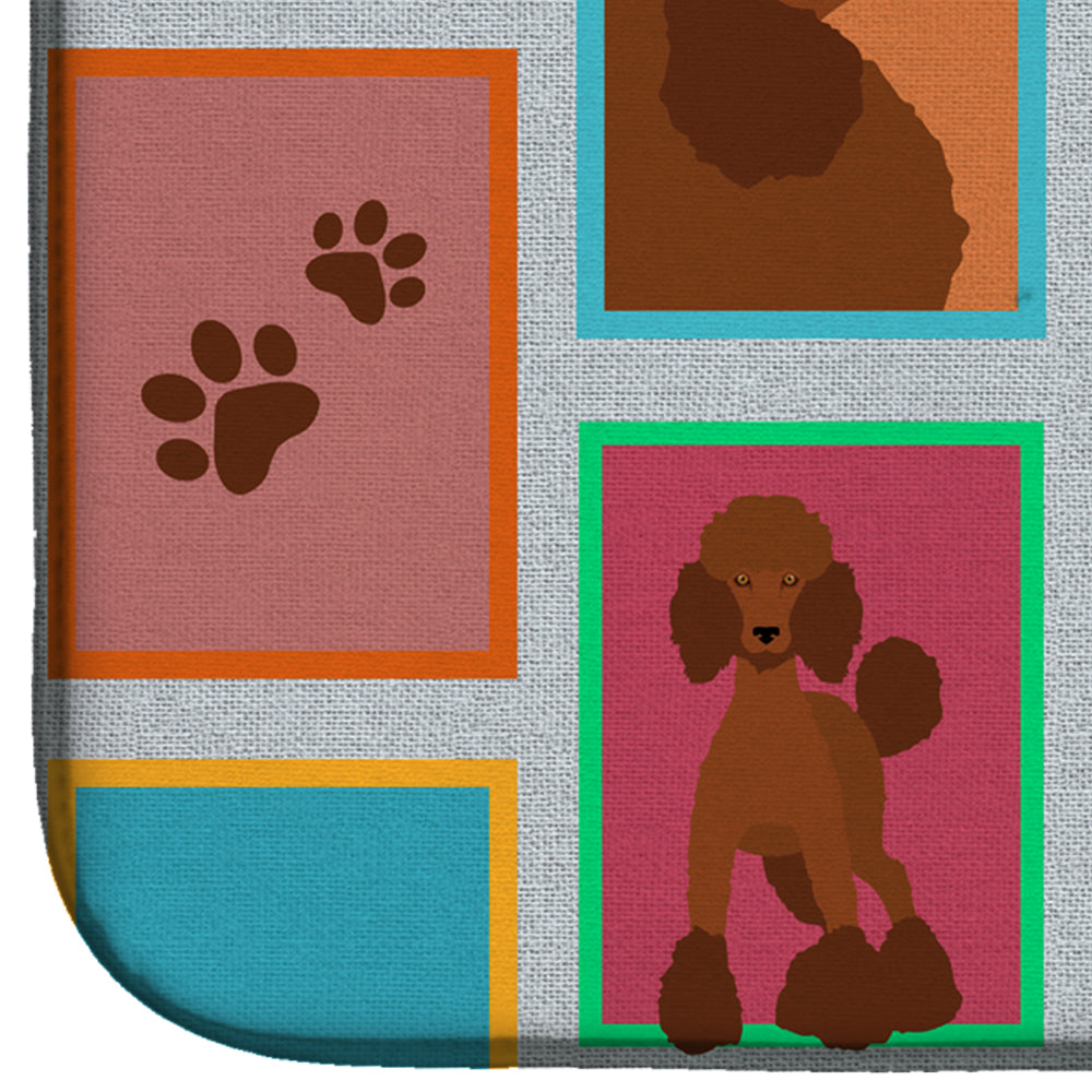 Lots of Chocolate Standard Poodle Dish Drying Mat Absorbent Dish Drying Mat Pad for Kitchen Counter Dish Drainer Mat for Countertop, 14 x 21", Multicolor