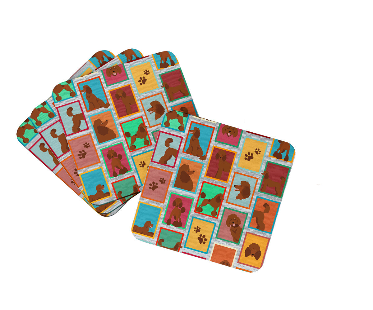 Lots of Chocolate Standard Poodle Foam Coasters Set of 4 Cup Coasters for Indoor Outdoor, Tabletop Protection, Anti Slip, Mouse pad Material