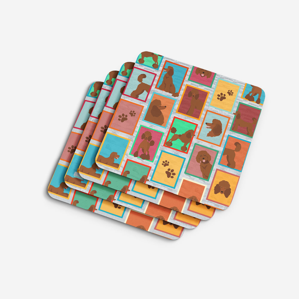 Lots of Chocolate Standard Poodle Foam Coasters Set of 4 Cup Coasters for Indoor Outdoor, Tabletop Protection, Anti Slip, Mouse pad Material
