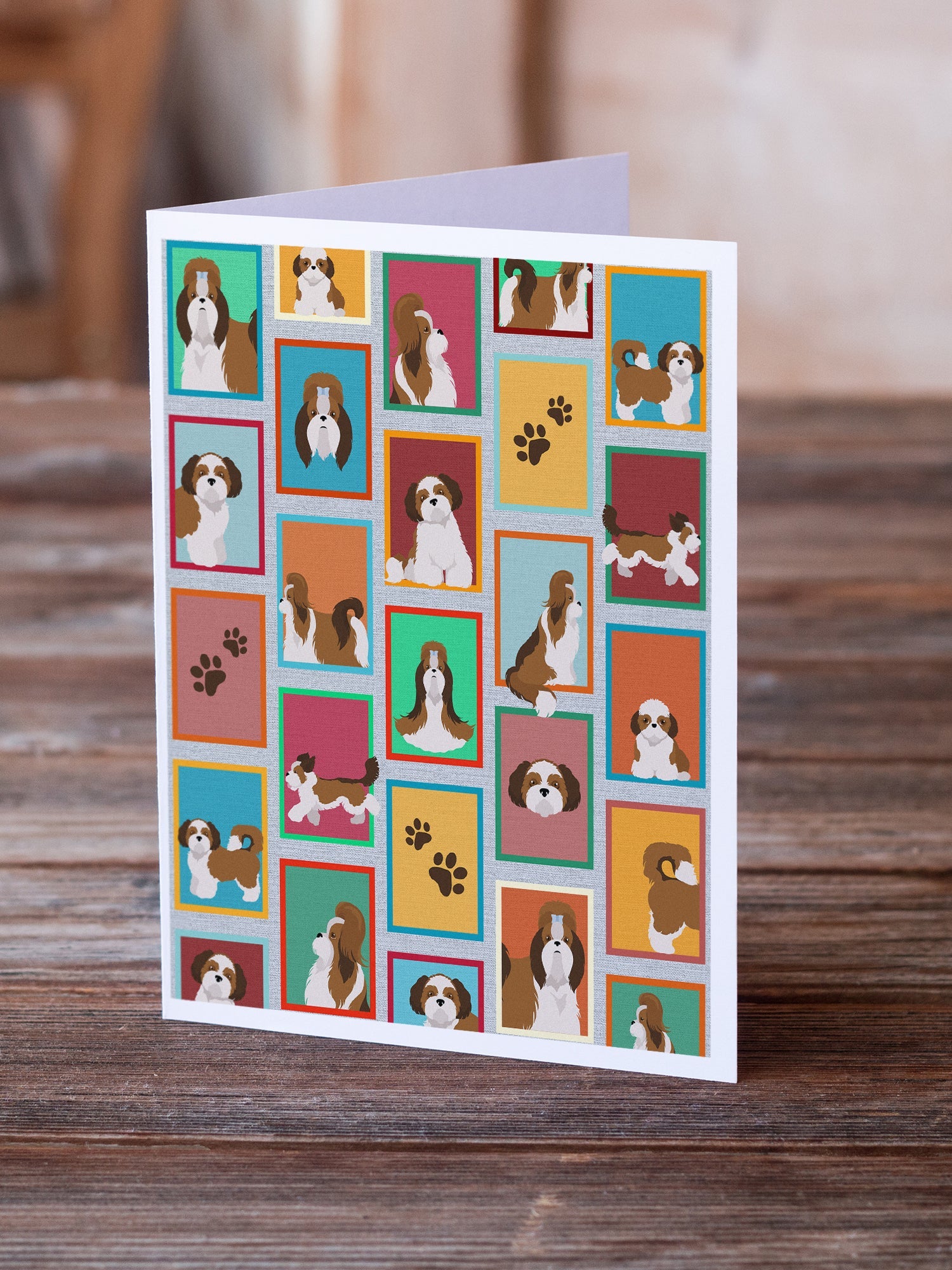 Lots of Shih Tzu Greeting Cards Pack of 8 Blank Cards with Envelopes Whimsical A7 Size 5x7