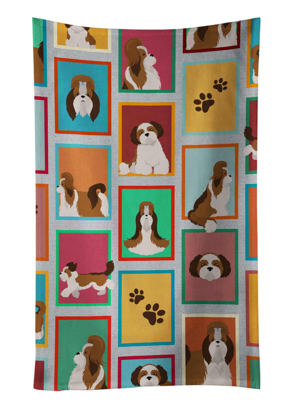 Lots of Shih Tzu Kitchen Towel Velour Plush Front and Cotton Loop Back Machine Washable