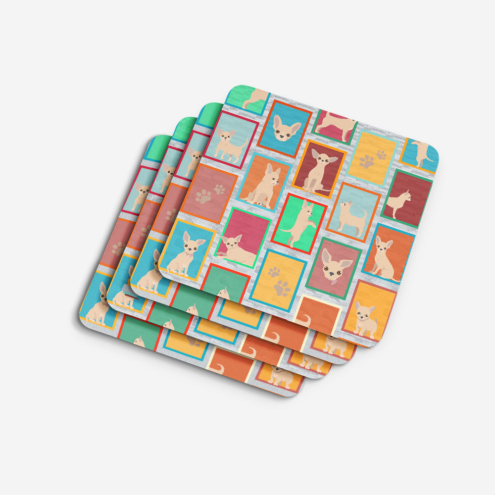 Lots of Chihuahua Foam Coasters Set of 4 Cup Coasters for Indoor Outdoor, Tabletop Protection, Anti Slip, Mouse pad Material