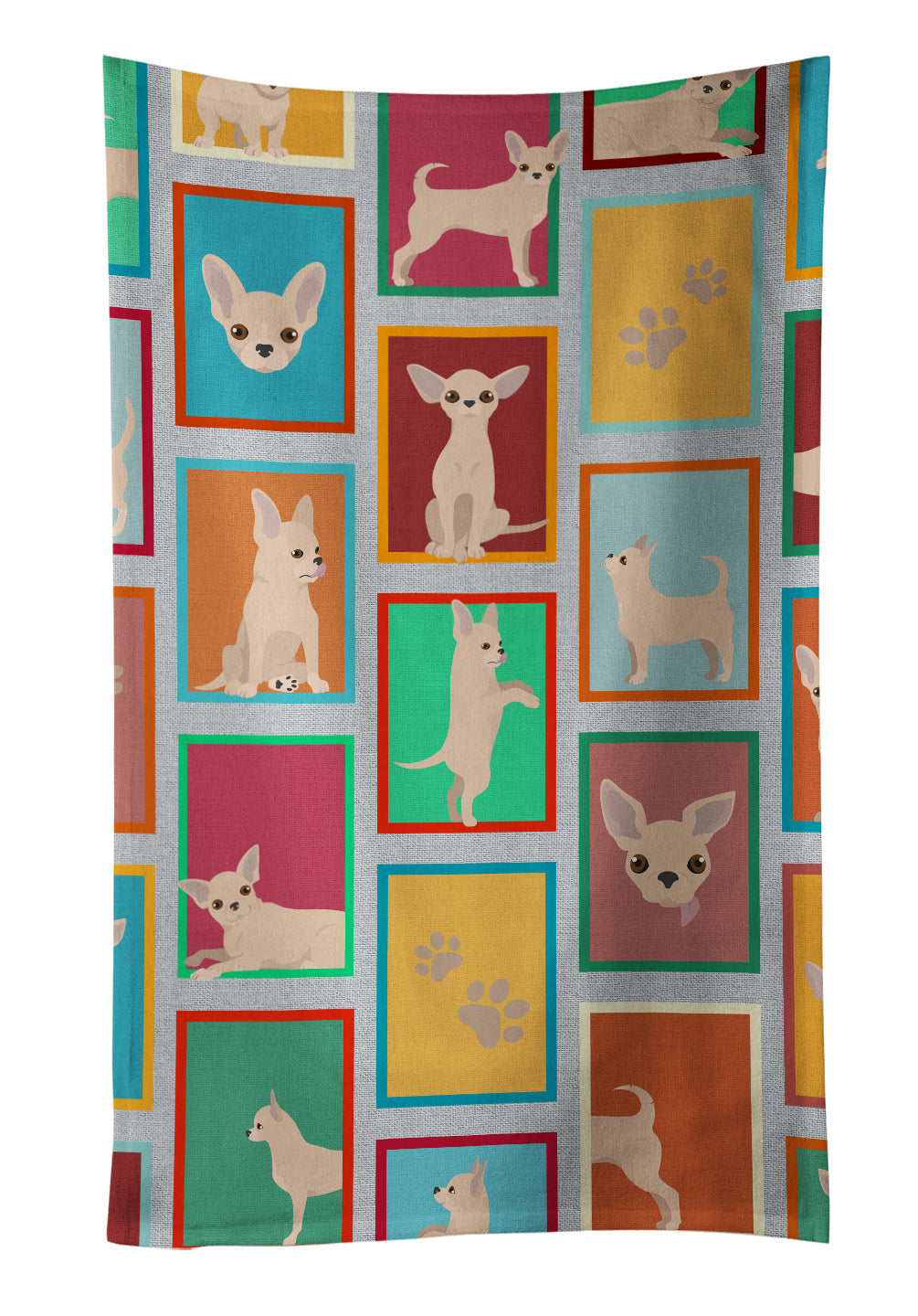 Lots of Chihuahua Kitchen Towel Velour Plush Front and Cotton Loop Back Machine Washable
