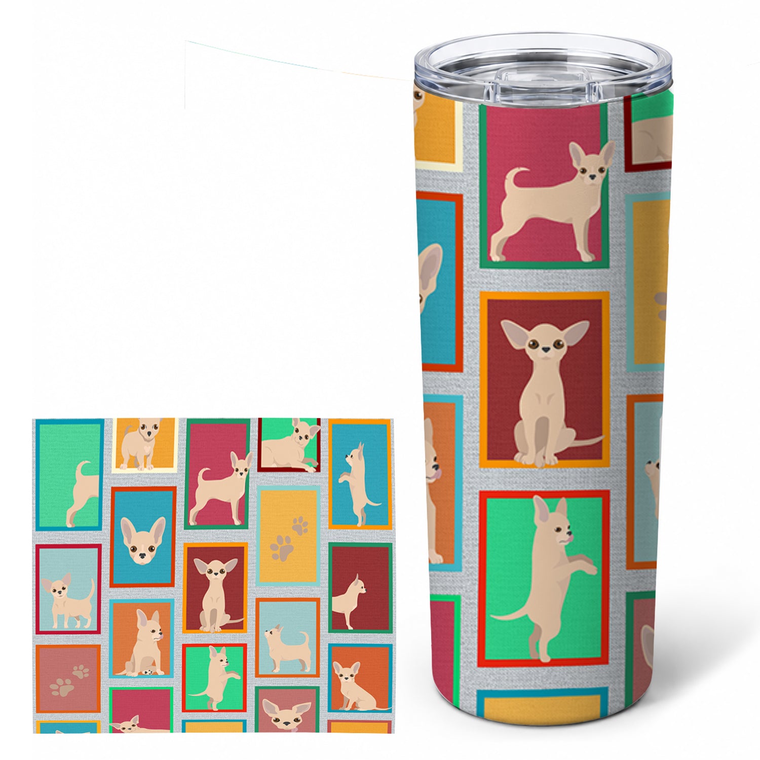 Lots of Chihuahua Stainless Steel Skinny Tumbler 20 oz Vacuum Double Walled Reusable Insulated Travel Cup