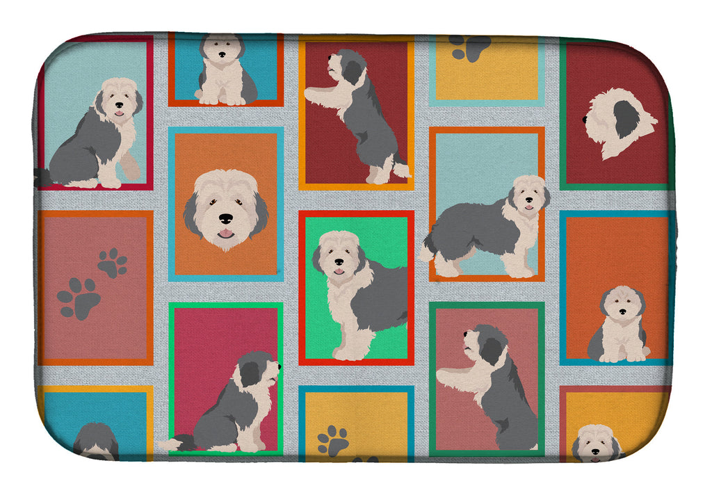 Lots of Old English Sheepdog Dish Drying Mat Absorbent Dish Drying Mat Pad for Kitchen Counter Dish Drainer Mat for Countertop, 14 x 21", Multicolor
