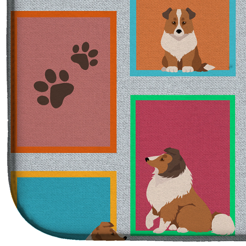 Lots of Sheltie Dish Drying Mat Absorbent Dish Drying Mat Pad for Kitchen Counter Dish Drainer Mat for Countertop, 14 x 21", Multicolor