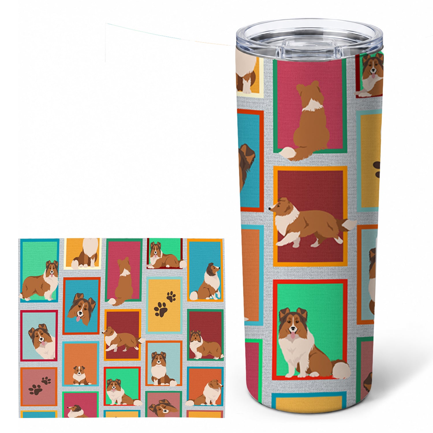 Sheltie 20 oz Skinny Tumbler with Lid and Straw