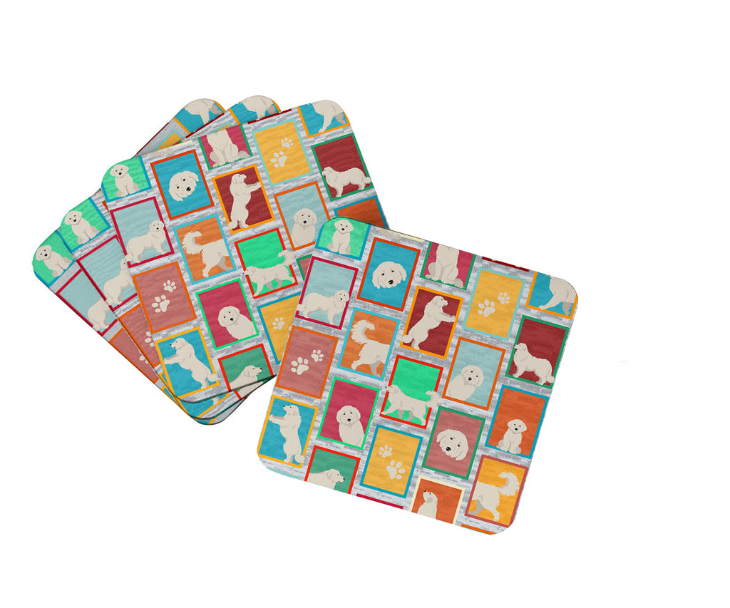 Lots of Great Pyrenees Foam Coasters Set of 4 Cup Coasters for Indoor Outdoor, Tabletop Protection, Anti Slip, Mouse pad Material