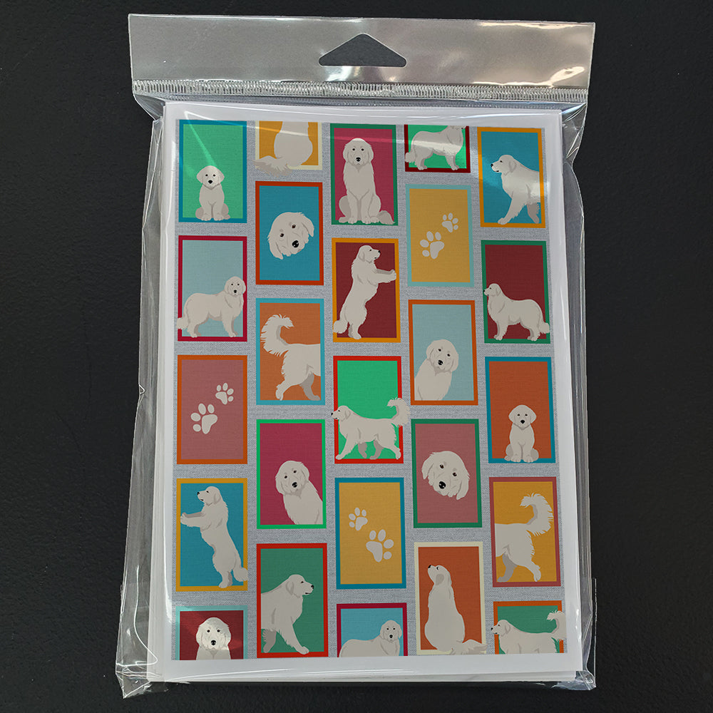Lots of Great Pyrenees Greeting Cards Pack of 8 Blank Cards with Envelopes Whimsical A7 Size 5x7