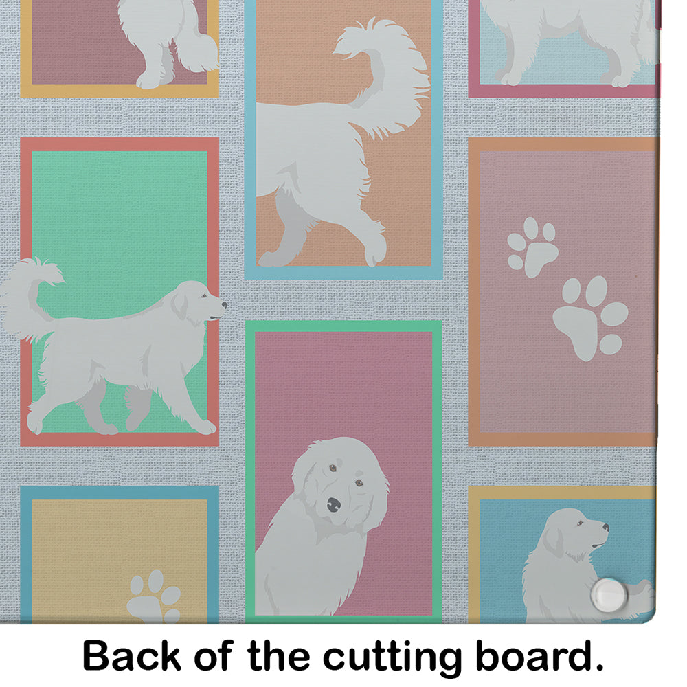 Lots of Great Pyrenees Cutting Board Tempered Glass Kitchen Cutting Surface, Heat Resistant Chopping, Non-Slip Feet, Food Prep & Serving