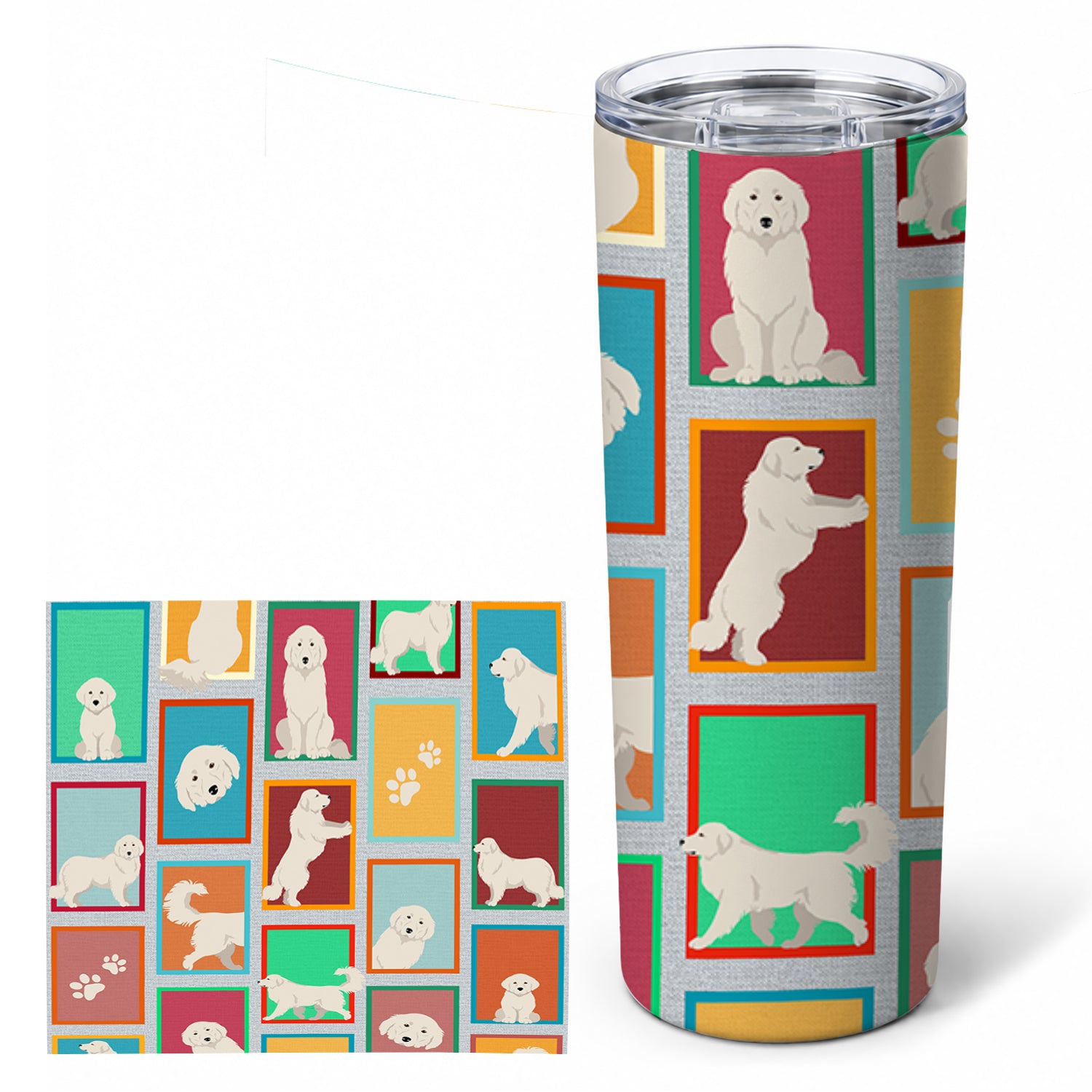 Great Pyrenees 20 oz Skinny Tumbler with Lid and Straw