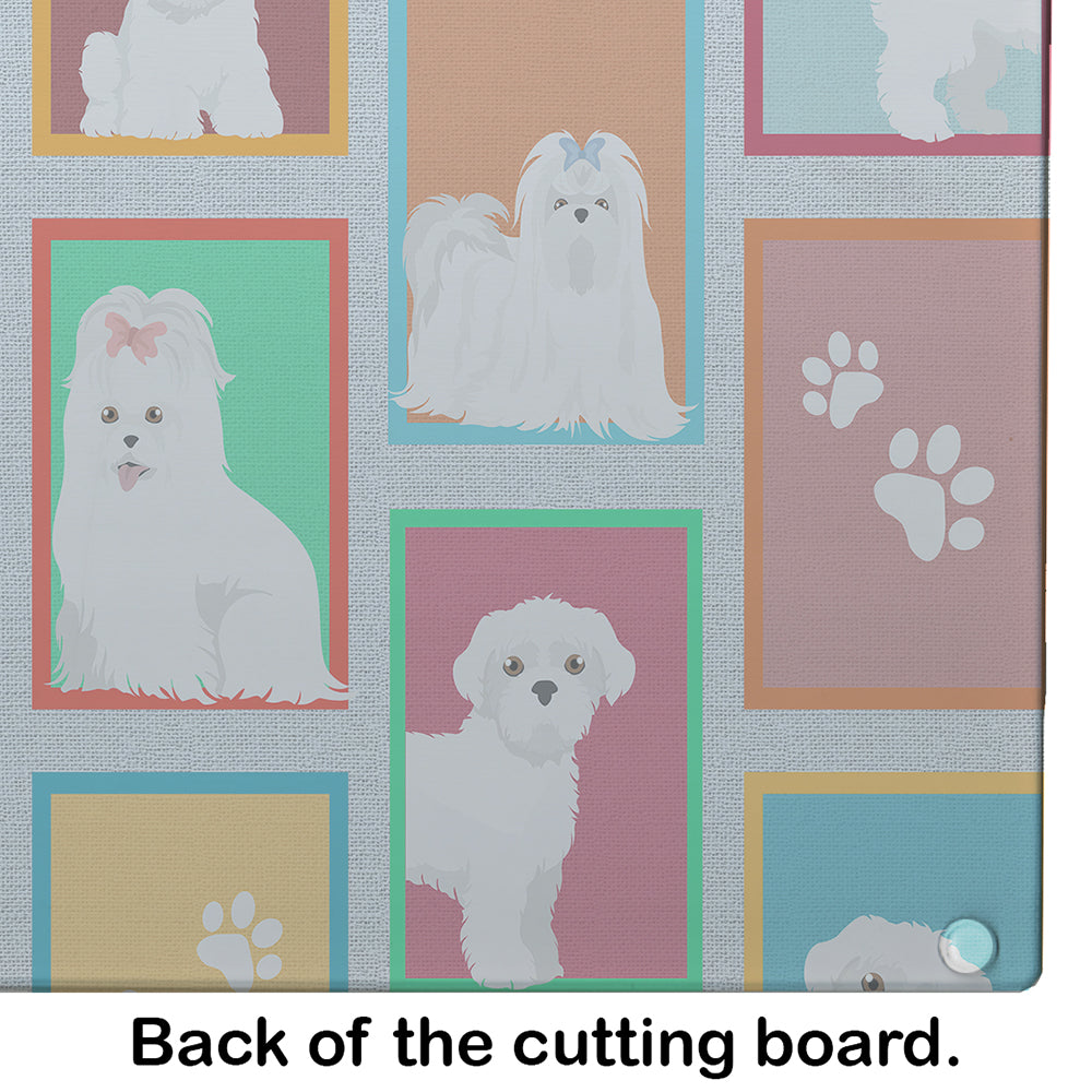 Lots of Maltese Cutting Board Tempered Glass Kitchen Cutting Surface, Heat Resistant Chopping, Non-Slip Feet, Food Prep & Serving