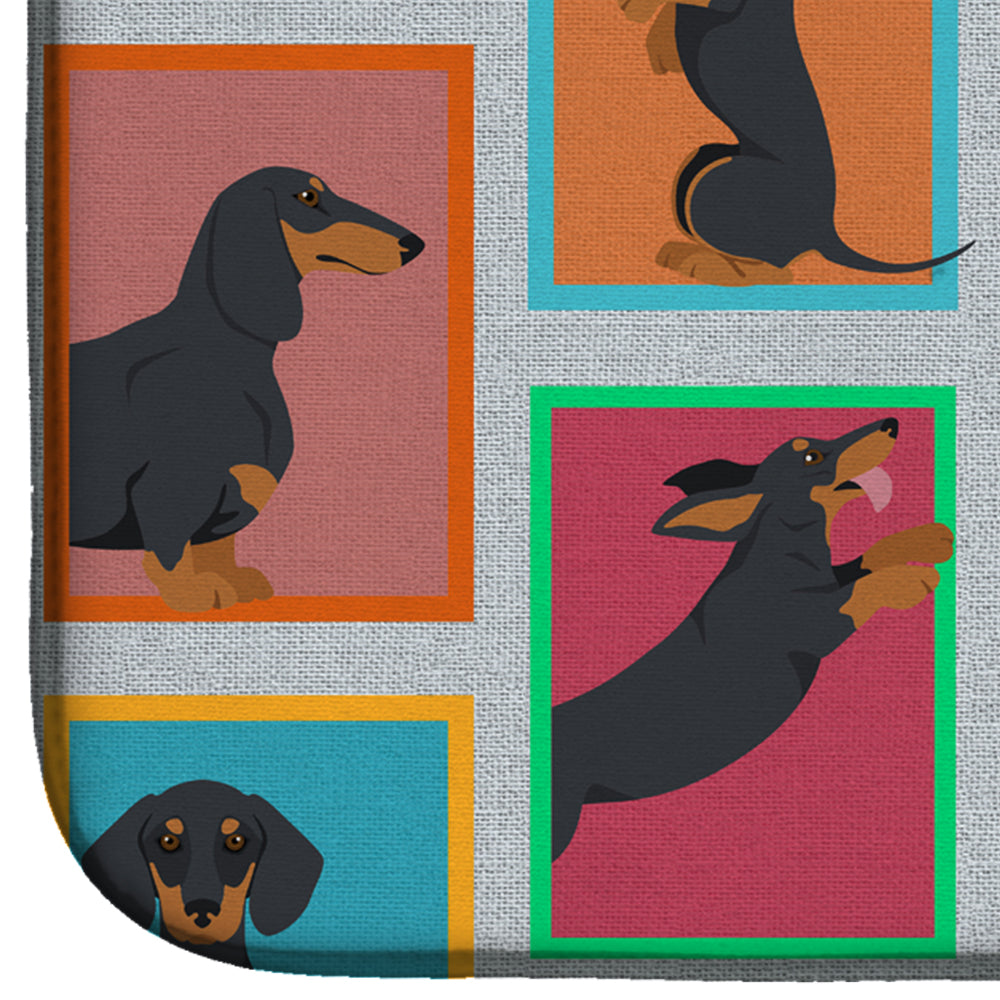 Lots of Black and Tan Dachshund Dish Drying Mat Absorbent Dish Drying Mat Pad for Kitchen Counter Dish Drainer Mat for Countertop, 14 x 21", Multicolor