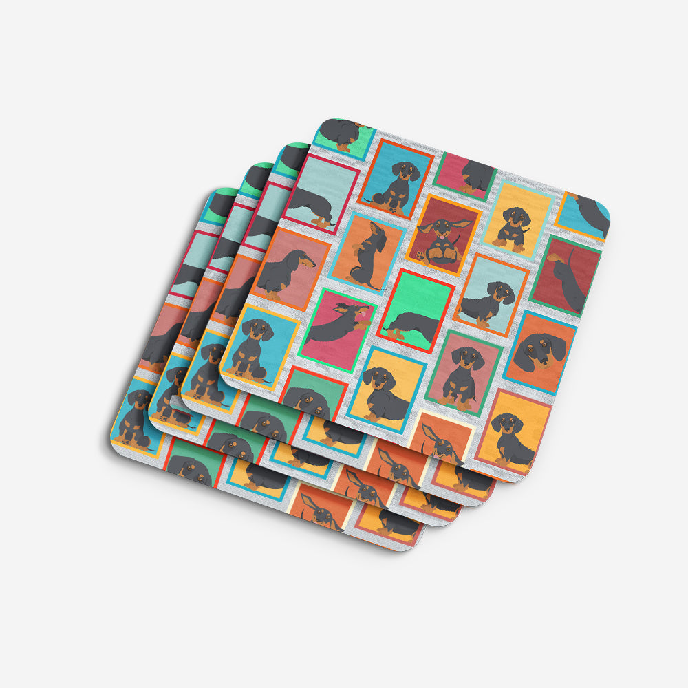 Lots of Black and Tan Dachshund Foam Coasters Set of 4 Cup Coasters for Indoor Outdoor, Tabletop Protection, Anti Slip, Mouse pad Material
