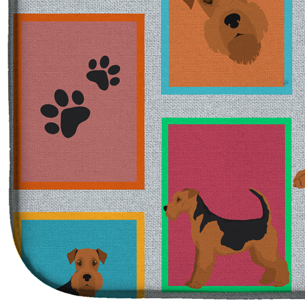 Lots of Airedale Terrier Dish Drying Mat Absorbent Dish Drying Mat Pad for Kitchen Counter Dish Drainer Mat for Countertop, 14 x 21", Multicolor