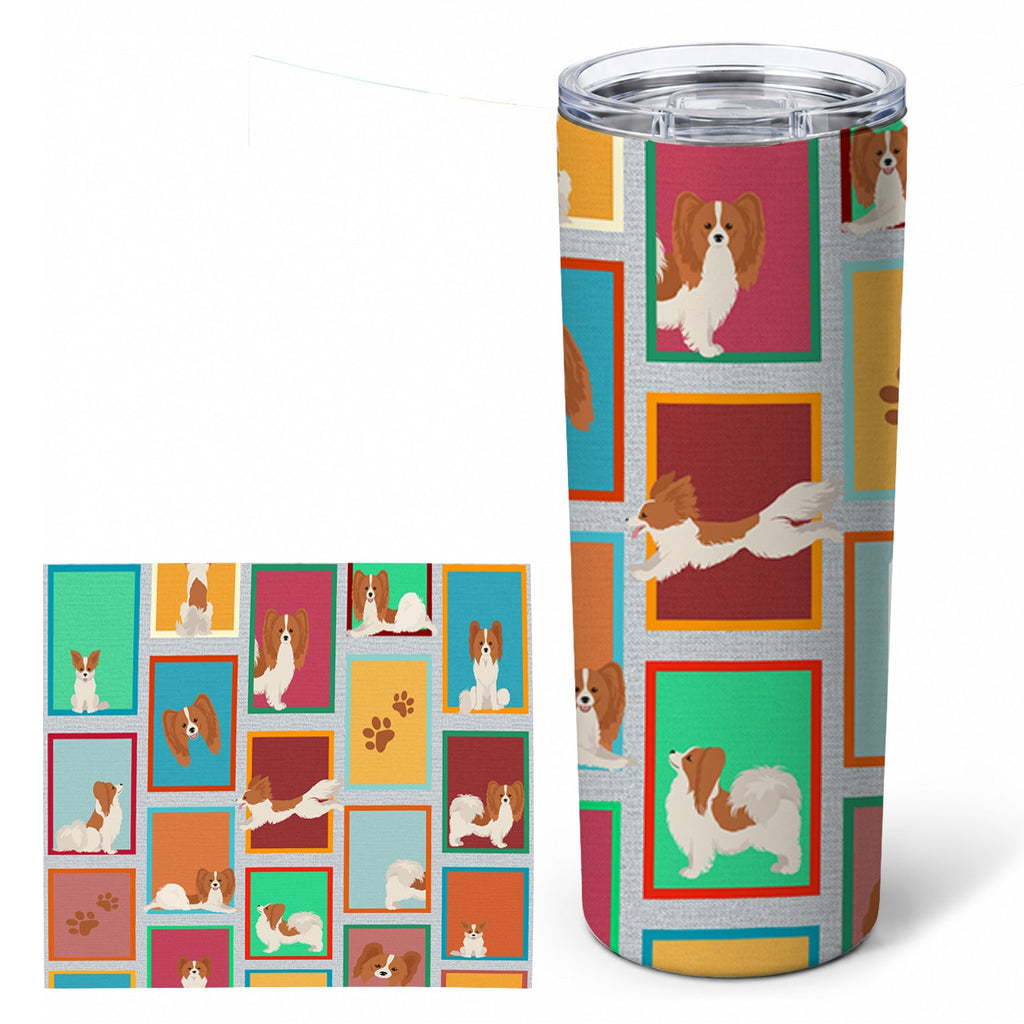 Lots of Red and White Papillon Stainless Steel Skinny Tumbler 20 oz Vacuum Double Walled Reusable Insulated Travel Cup