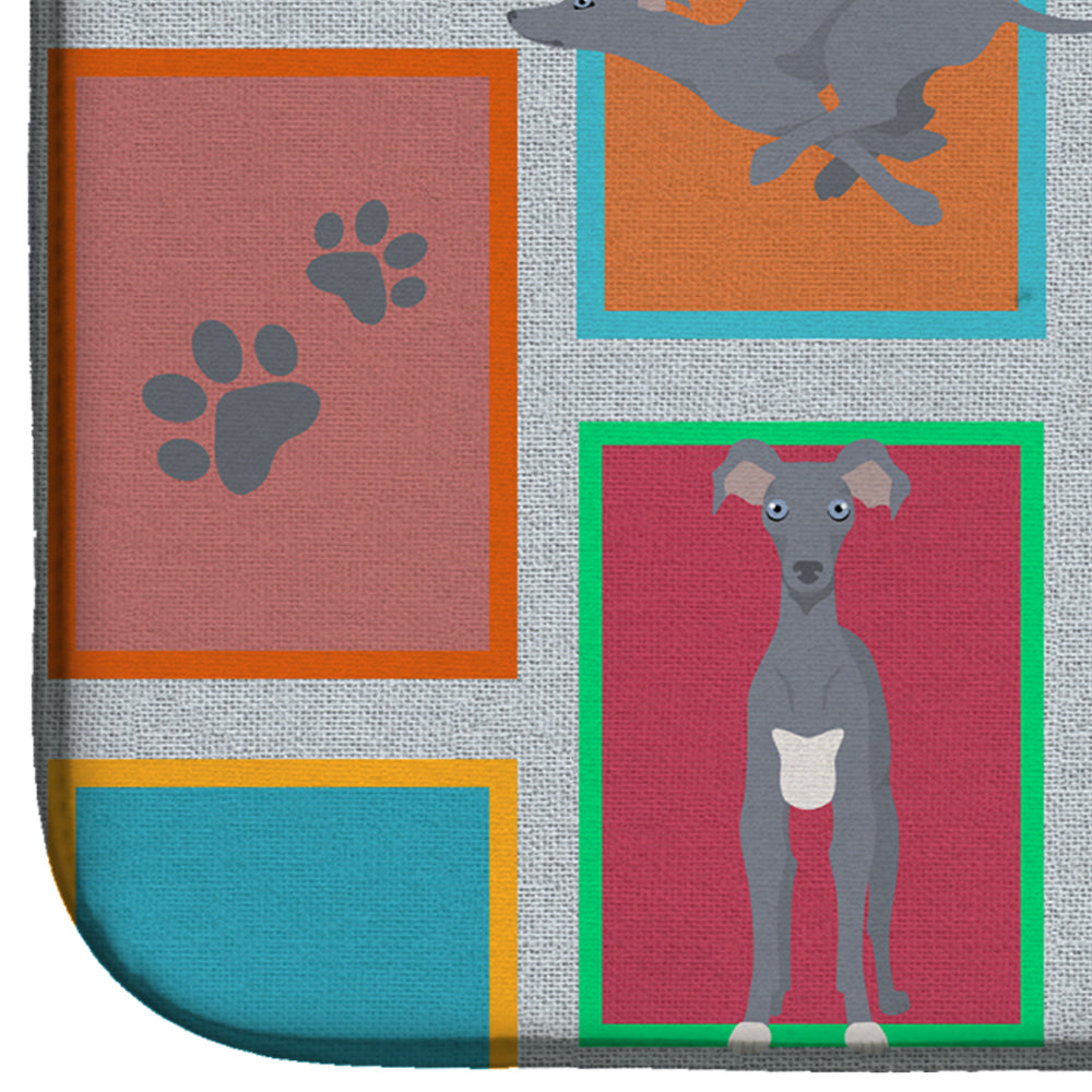 Lots of Italian Greyhound Dish Drying Mat Absorbent Dish Drying Mat Pad for Kitchen Counter Dish Drainer Mat for Countertop, 14 x 21", Multicolor
