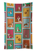 Lots of Red Boston Terrier Kitchen Towel Velour Plush Front and Cotton Loop Back Machine Washable