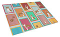 Lots of Red Boston Terrier Cutting Board Tempered Glass Kitchen Cutting Surface, Heat Resistant Chopping, Non-Slip Feet, Food Prep & Serving