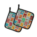 Lots of Red Boston Terrier Pot Holder Set of 2 Heat Resistant Quilted Hot Pads 7.5 x 7.5 Inch, Insulated Kitchen Trivets for Cooking & Baking