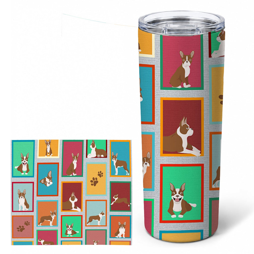 Boston Terrier 20 oz Skinny Tumbler with Lid and Straw