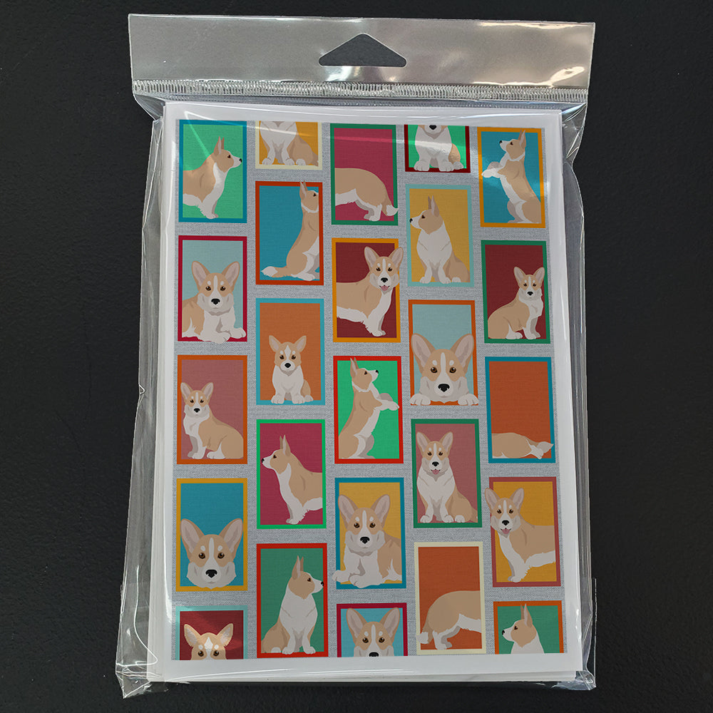 Lots of Fawn Cardigan Corgi Greeting Cards Pack of 8 Blank Cards with Envelopes Whimsical A7 Size 5x7