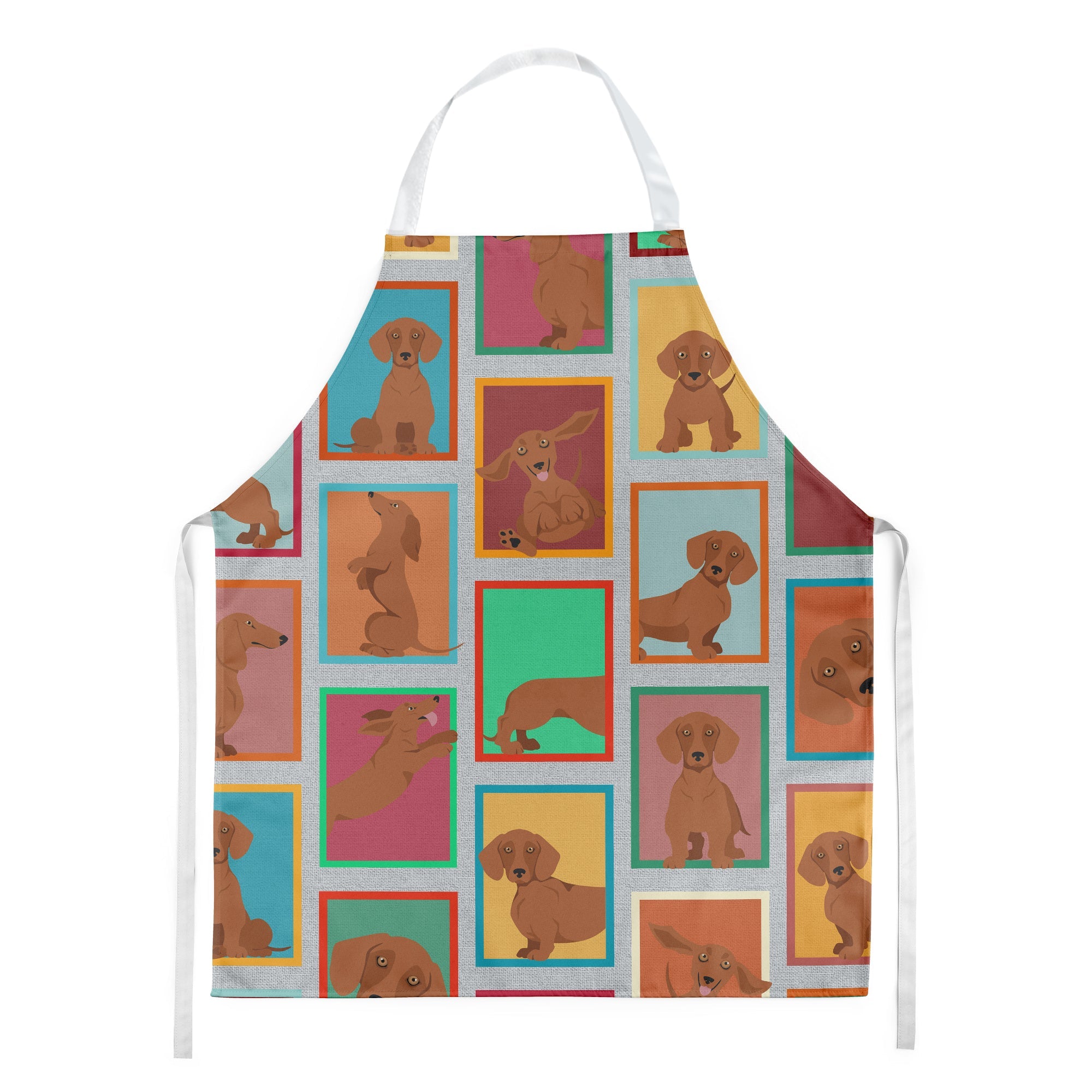 Lots of Red Dachshund Apron Cooking Kitchen Server Baking Crafts Gardening for Adult Women Men, Unisex, Large, Multicolor