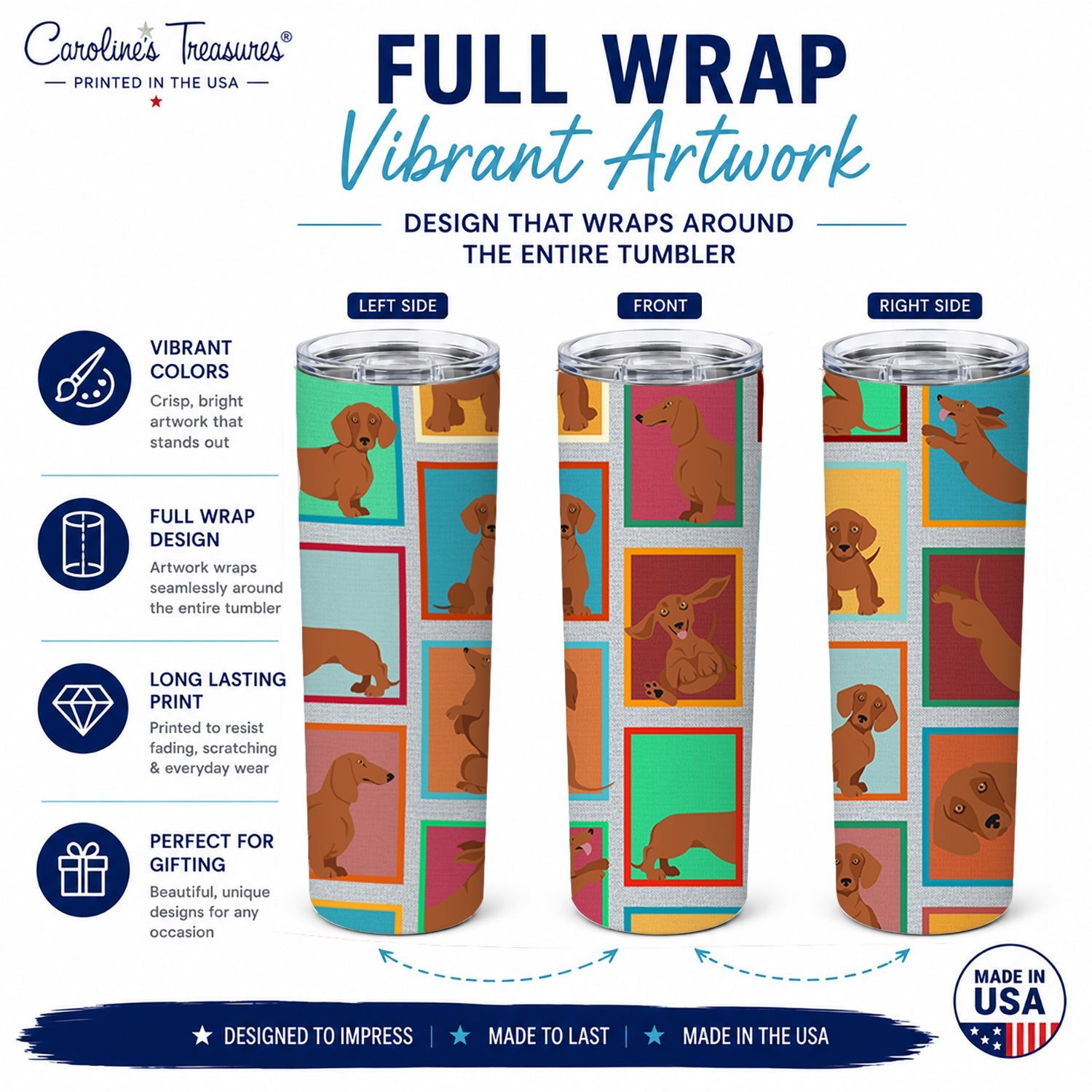 Dachshund 20 oz Skinny Tumbler with Lid and Straw