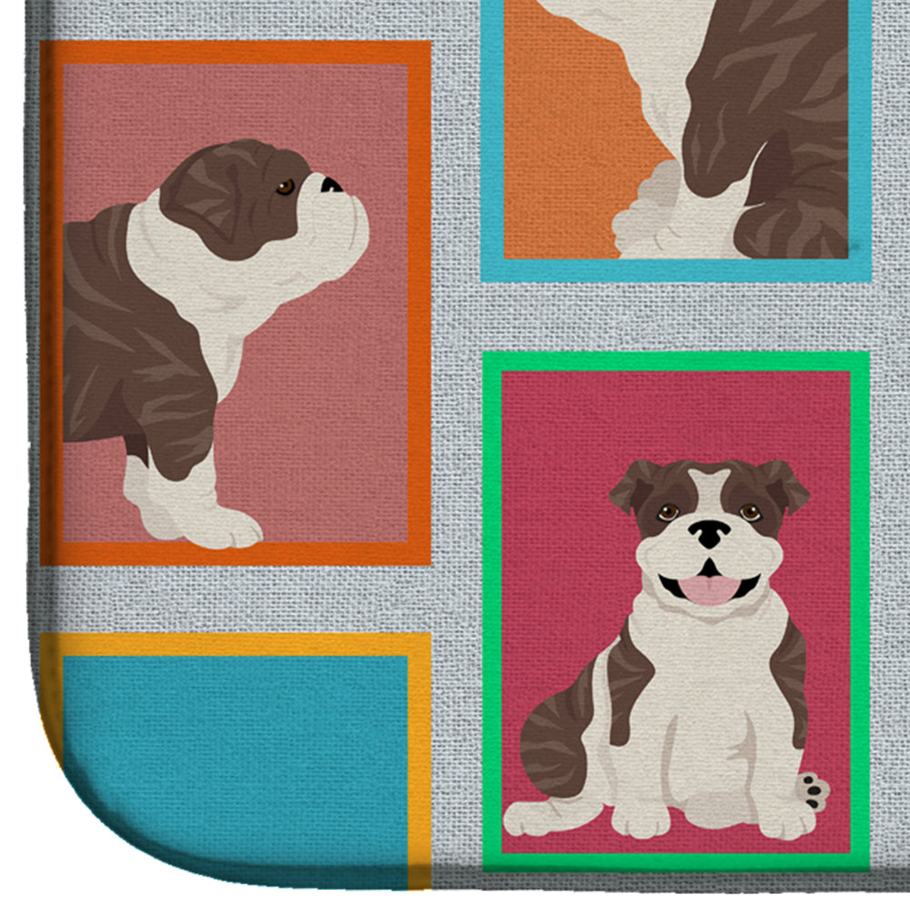 Lots of Brindle English Bulldog Dish Drying Mat Absorbent Dish Drying Mat Pad for Kitchen Counter Dish Drainer Mat for Countertop, 14 x 21", Multicolor