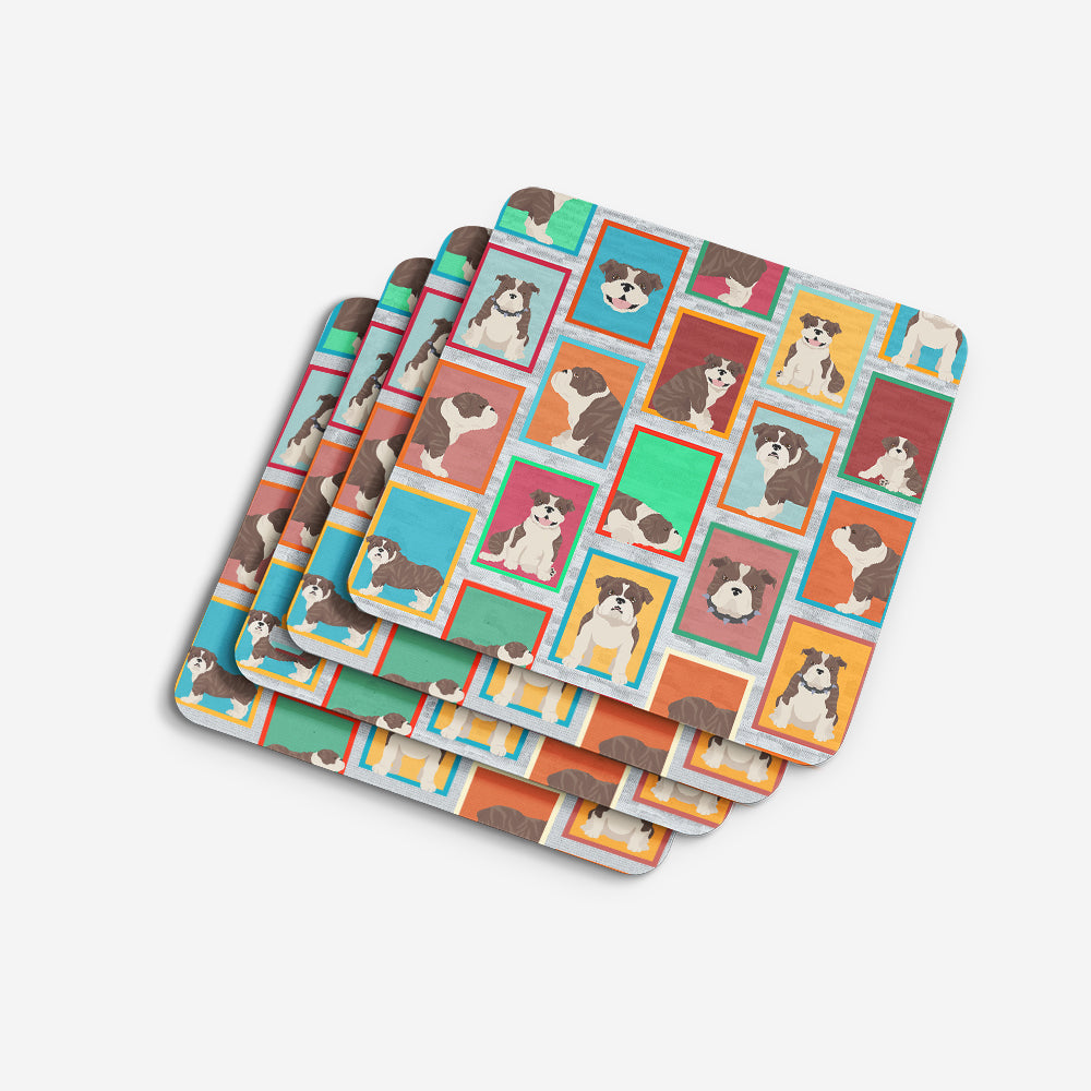 Lots of Brindle English Bulldog Foam Coasters Set of 4 Cup Coasters for Indoor Outdoor, Tabletop Protection, Anti Slip, Mouse pad Material
