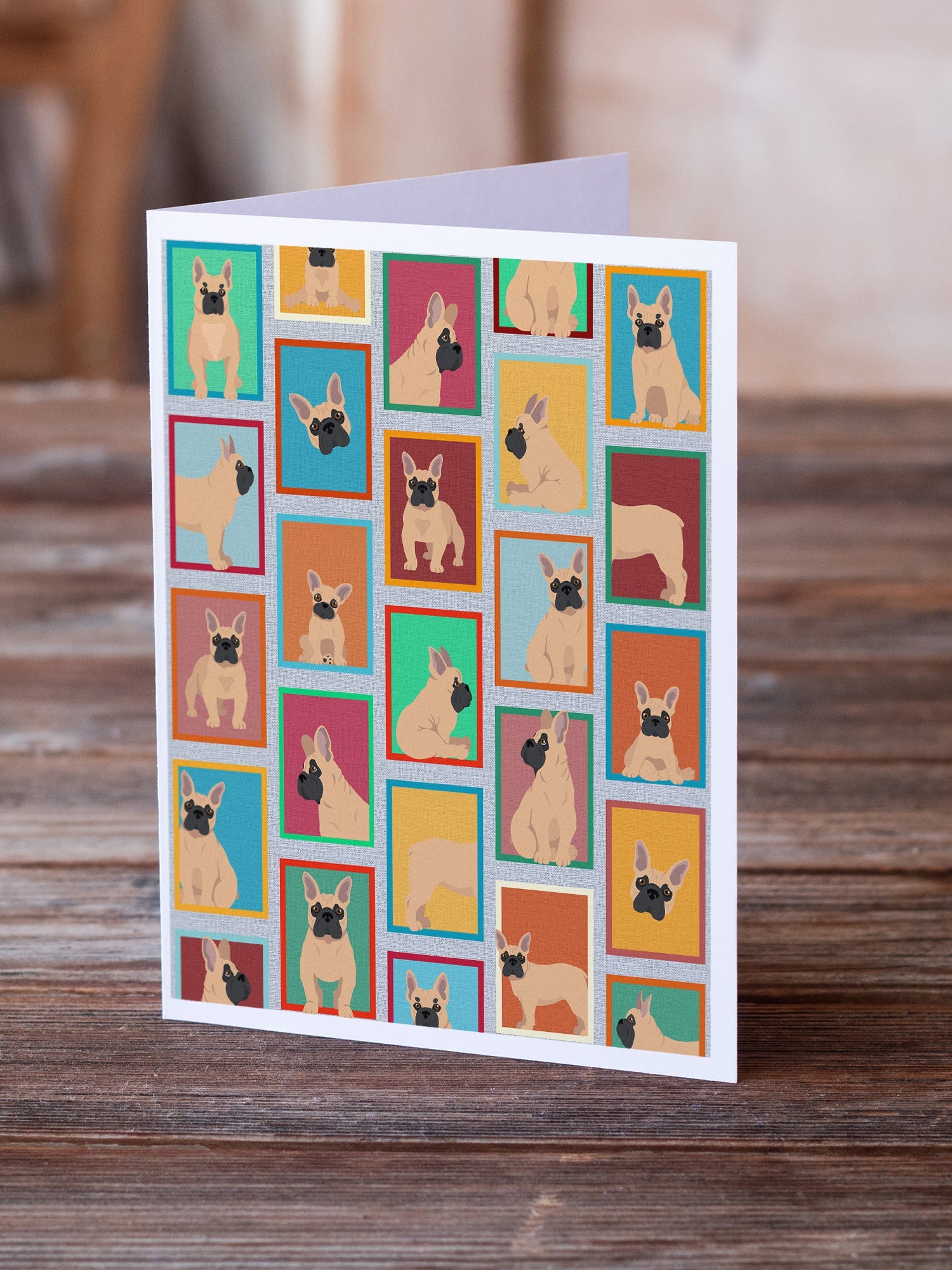 Lots of Fawn French Bulldog Greeting Cards Pack of 8 Blank Cards with Envelopes Whimsical A7 Size 5x7