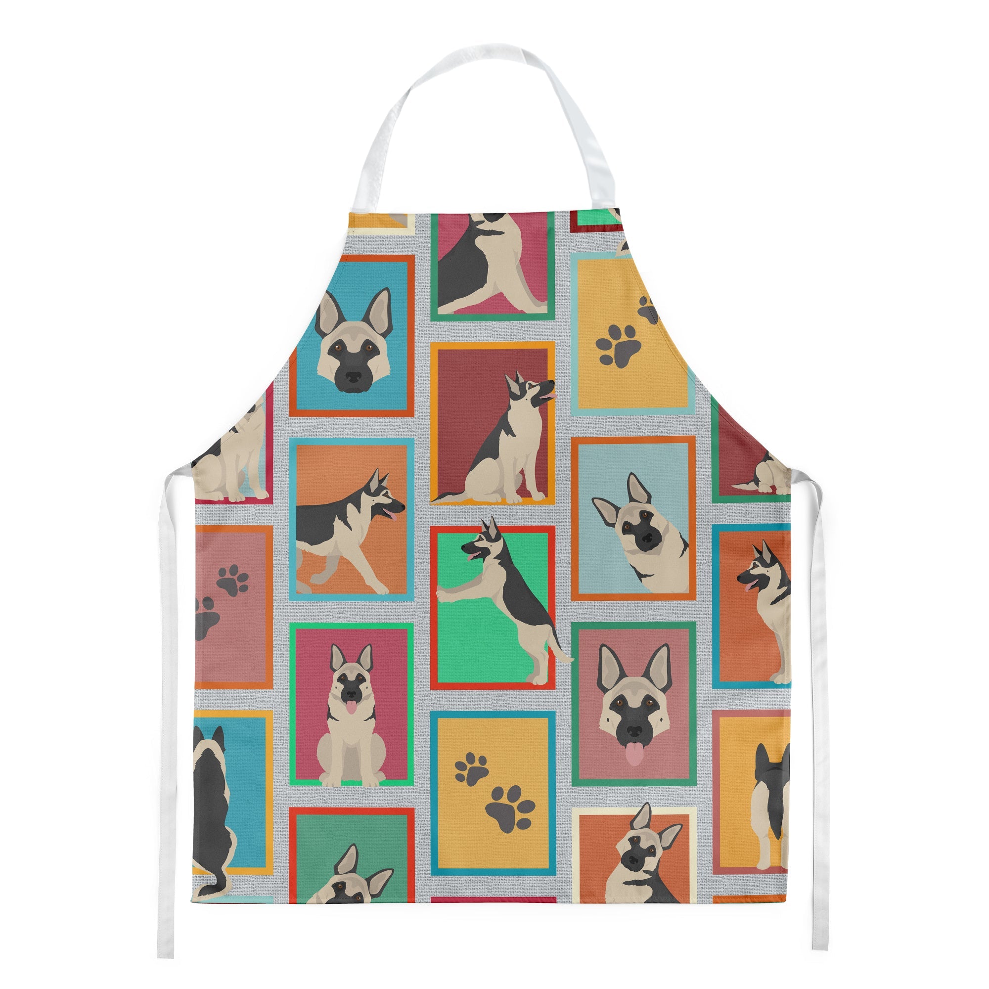Lots of Black and Silver German Shepherd Apron Cooking Kitchen Server Baking Crafts Gardening for Adult Women Men, Unisex, Large, Multicolor