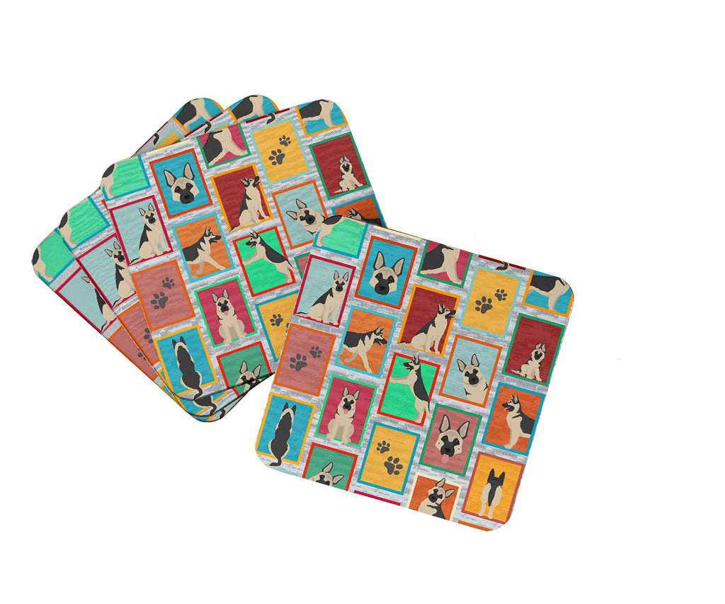 Lots of Black and Silver German Shepherd Foam Coasters Set of 4 Cup Coasters for Indoor Outdoor, Tabletop Protection, Anti Slip, Mouse pad Material