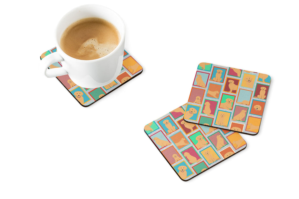 Lots of Golden Retriever Foam Coasters Set of 4 Cup Coasters for Indoor Outdoor, Tabletop Protection, Anti Slip, Mouse pad Material