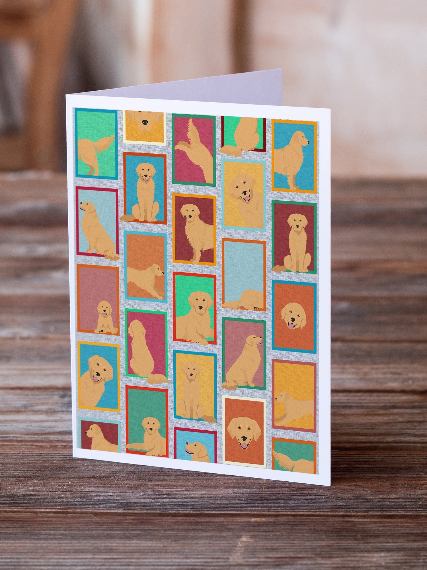 Lots of Golden Retriever Greeting Cards Pack of 8 Blank Cards with Envelopes Whimsical A7 Size 5x7